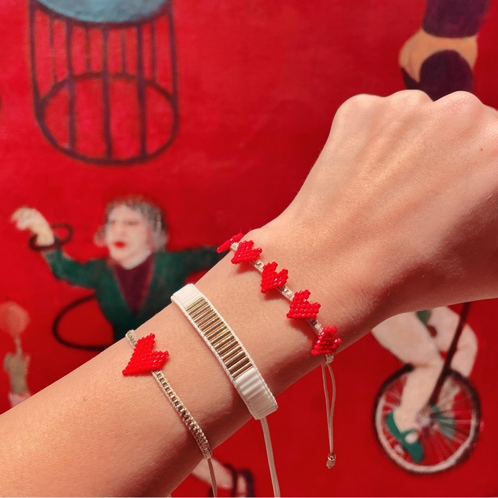 Single Red Heart Beaded Bracelet (Sold Separately)